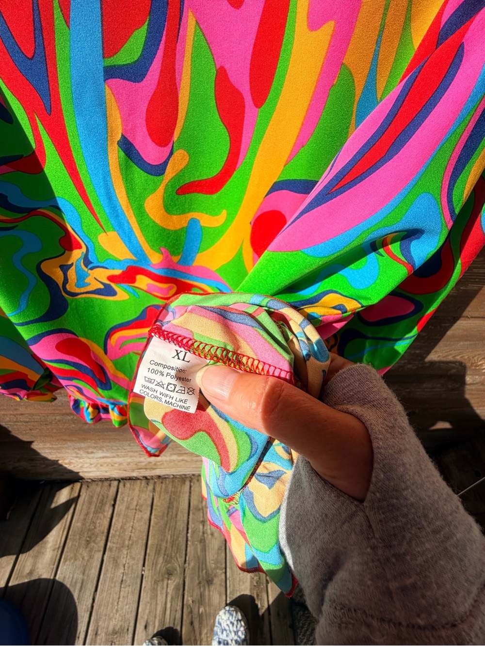 Neon Swirl Ruffle-Hem Blouse - Multicolor - Picture 5 of 6